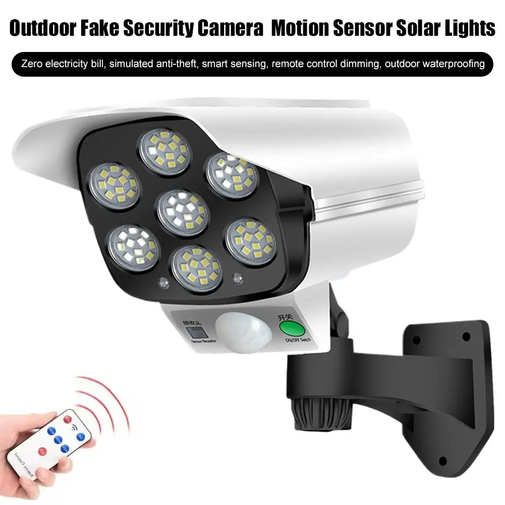 77 LED Simulated Camera Solar Light Motion Sensor Outdoor Wall Lamp Rechargeable Adjustable Rotation LED Spotlight For Garden
