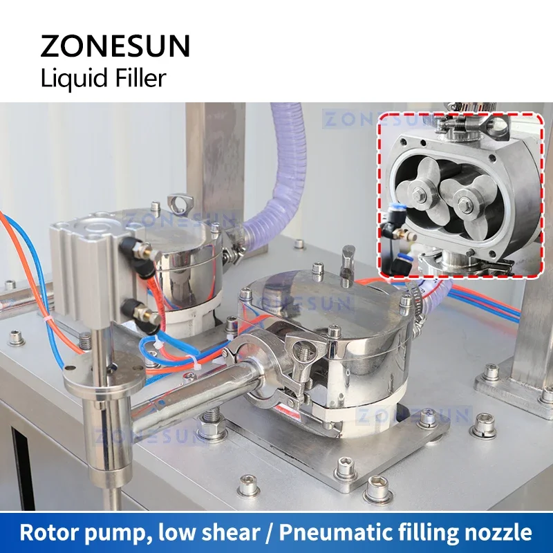 ZONESUN Rotor Pump Honey Bottle Filling Machine Thick Liquid Filler Edible Oil Detergent Shampoo Servo Motor ZS-GTRP2