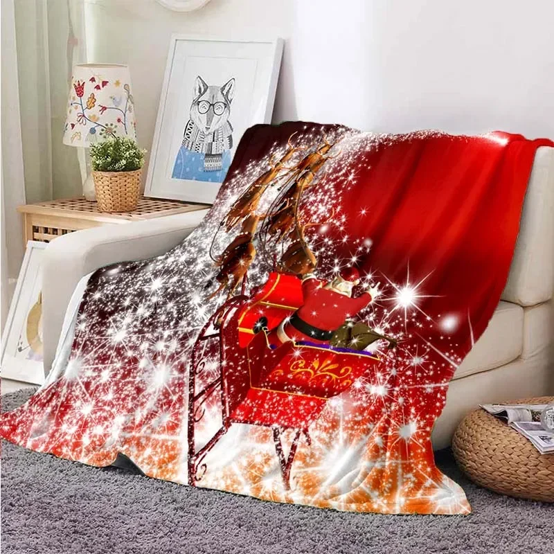 Merry Christmas Throw Santa Claus Snowman Flannel Blanket Sleep Travel Sofa Bed Christmas Decor Christmas Gifts