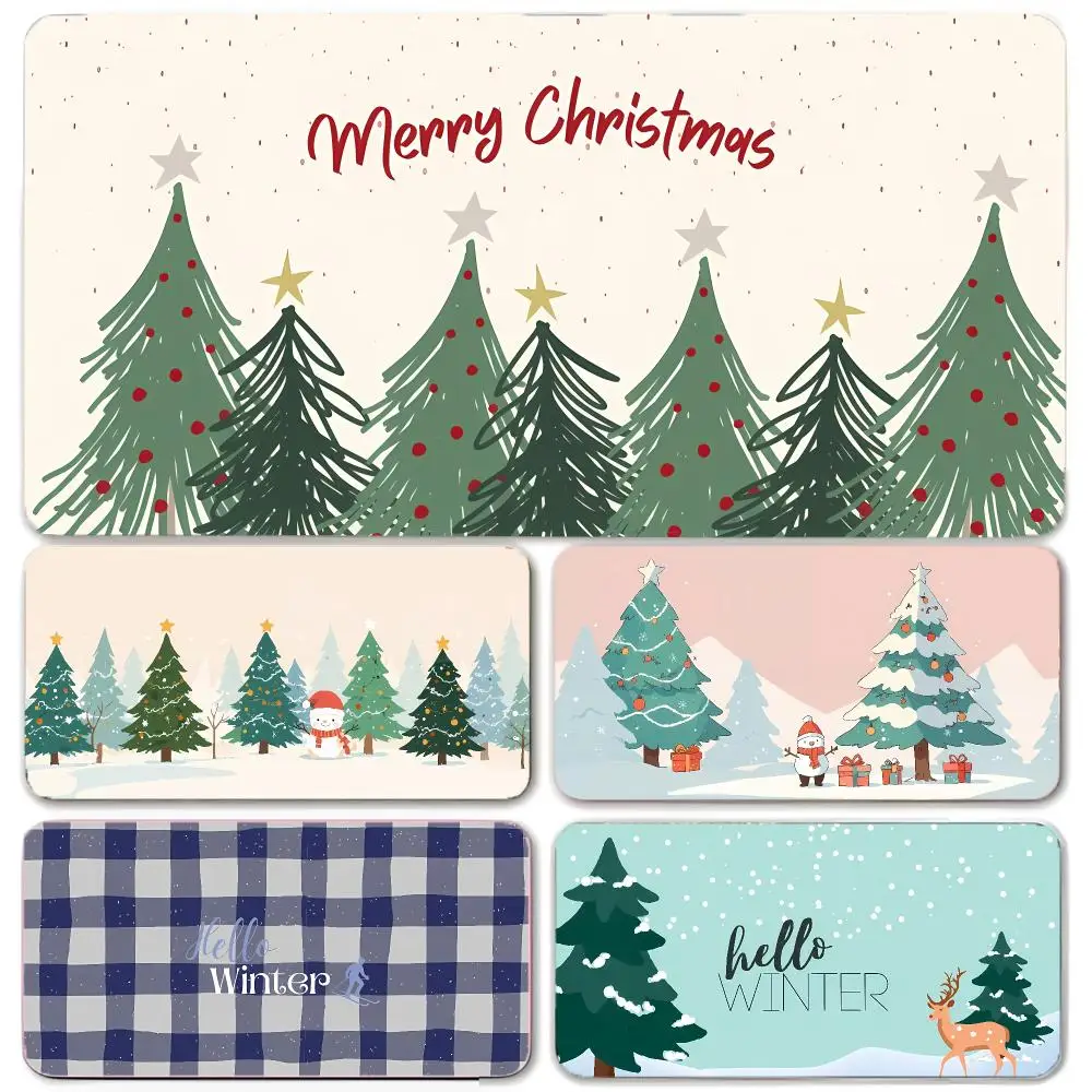 Seasonal Artwork Happy Christmas Winter Summer Mouse Pad Large Gaming Mousepad with Thick Stitched Edge Non-Slip Desk Mat