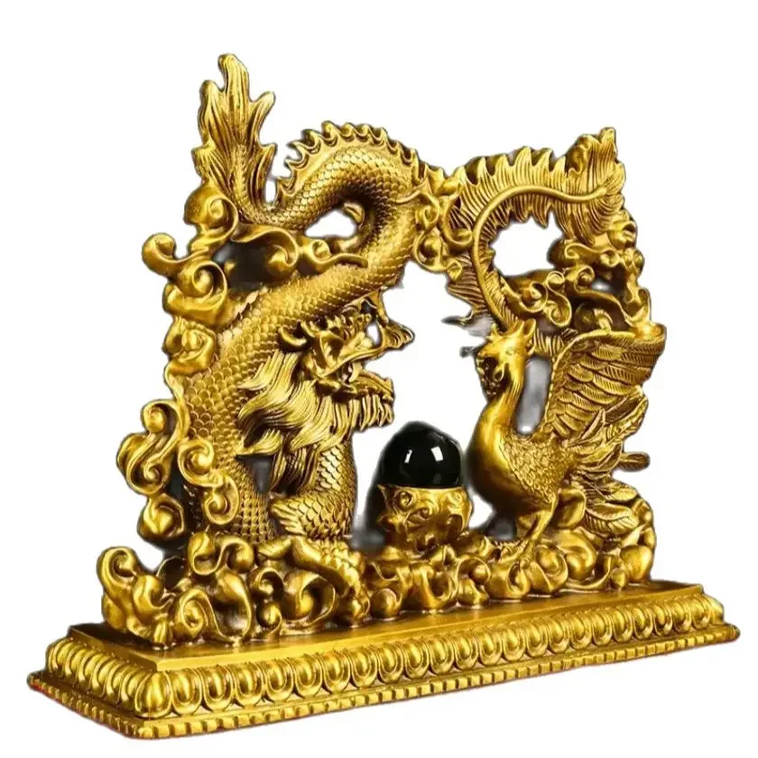 Metal Dragon and Phoenix Chengxiang Home Decoration Ornaments Decorative Home and Office Cultural and Creative Decoration