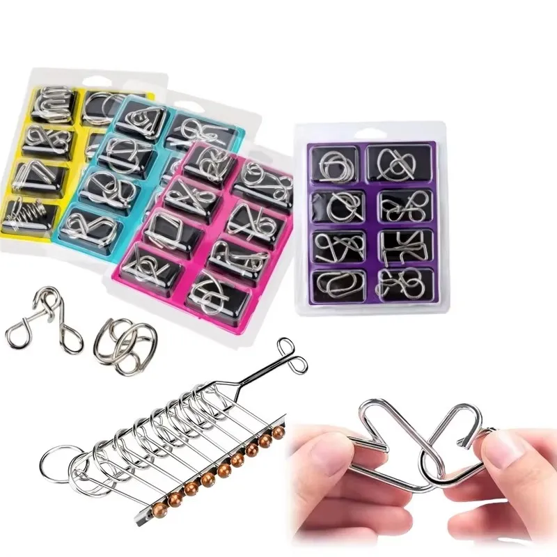 Fun Link Series Puzzle-Set, 8-teilig, abnehmbare Metallschnalle, Stressabbau-Fidget-Spielzeug für Erwachsene, geistiges Puzzlespiel, kreatives Geschenk