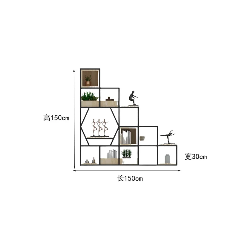

Wrought iron rack Floor-to-ceiling multi-layer Living room partition display cabinet Office bookshelf Flower
