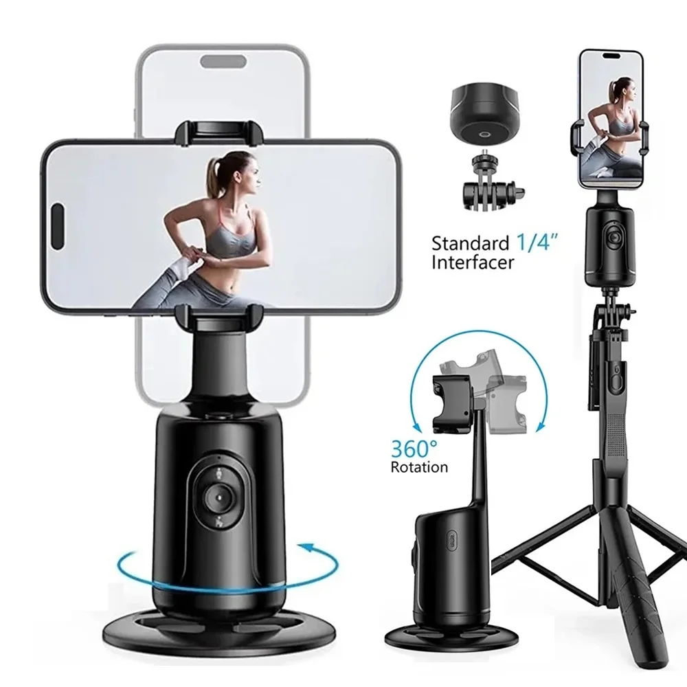 360°Rotation Ai Smart Gimbal Smartphone Stabilizer for Mobile Photo & Video, Auto Face Tracking Phone Holder with Remote Control