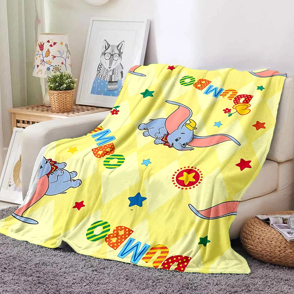 Disne Dumbo  Cartoon Flannel Blankets Anime Soft Fluffy Plush Blanket Sofa Office Quilt Throw Picnic Beach Towel Colchas