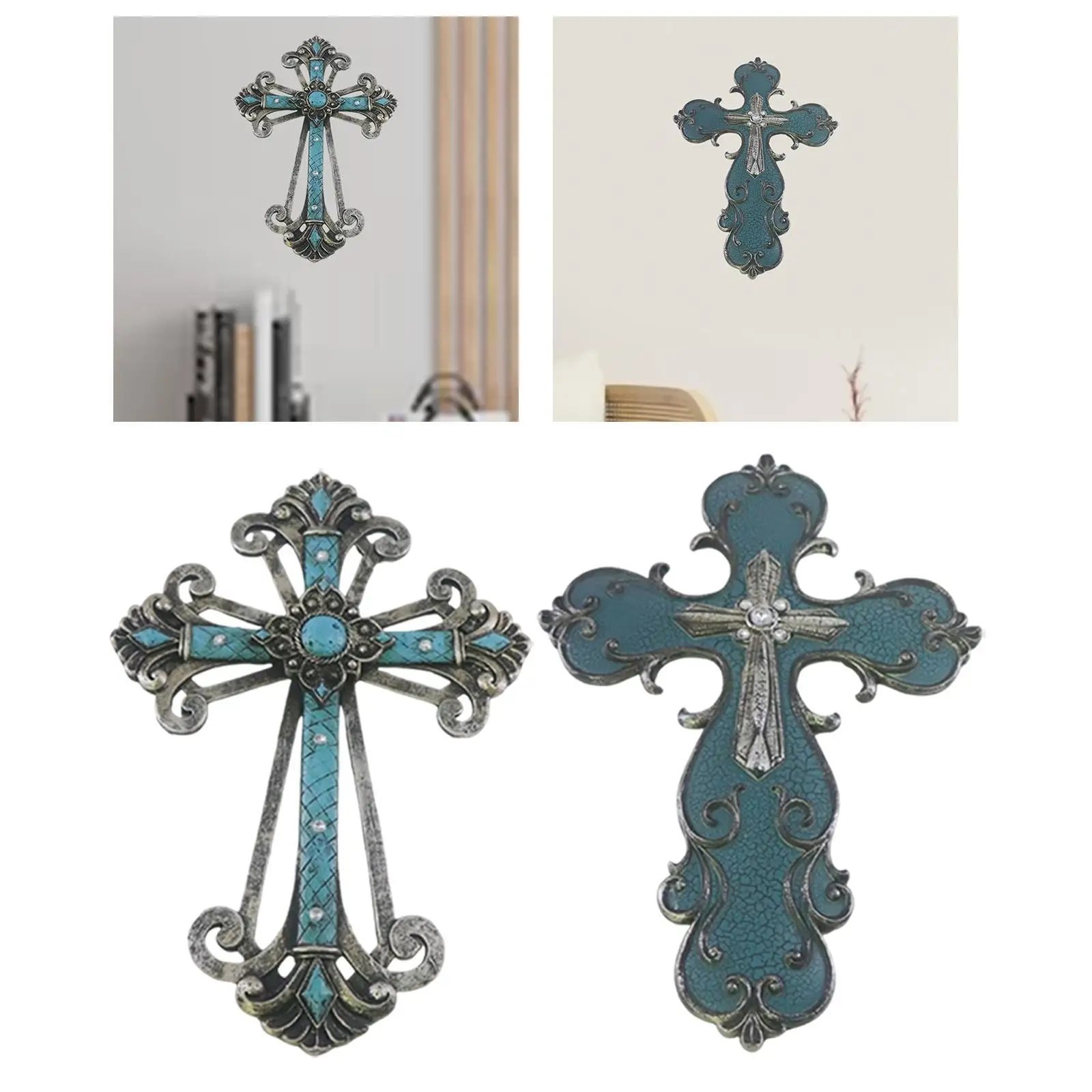 

Crucifix Cross Versatile Wall Art Gifts Hanging Part Decorative Wall Cross Decor for Table Home Living Room Bedroom Garden