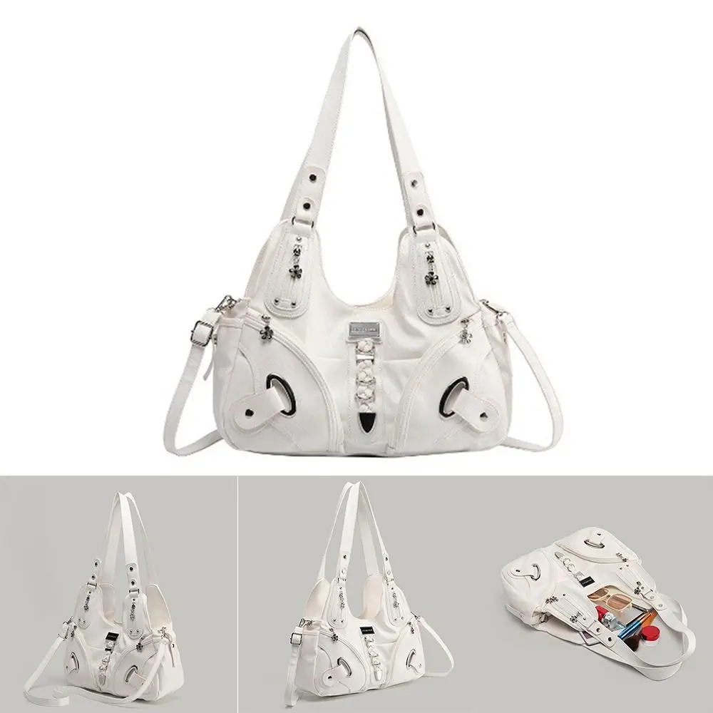 

Trend White Women's Handbag PU Leather Large Capacity Tote Bag Top-handle Shoulder Bag