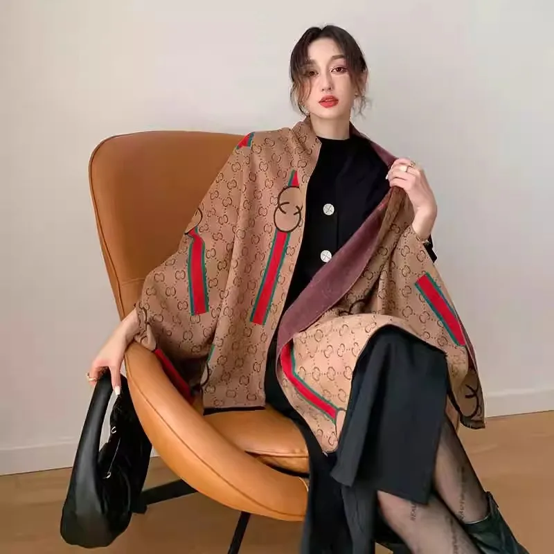 新作高級冬用両面カシミヤロングフリンジスカーフ高品質女性用厚手ラップショールレディースパシュミナ暖かいスカーフ