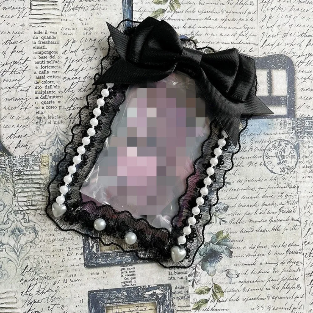 

Sweet Lace Photocard Holder Aesthetic Design Bow Ruffle Photo Card Cover Transparent Kawaii ID Card Protector