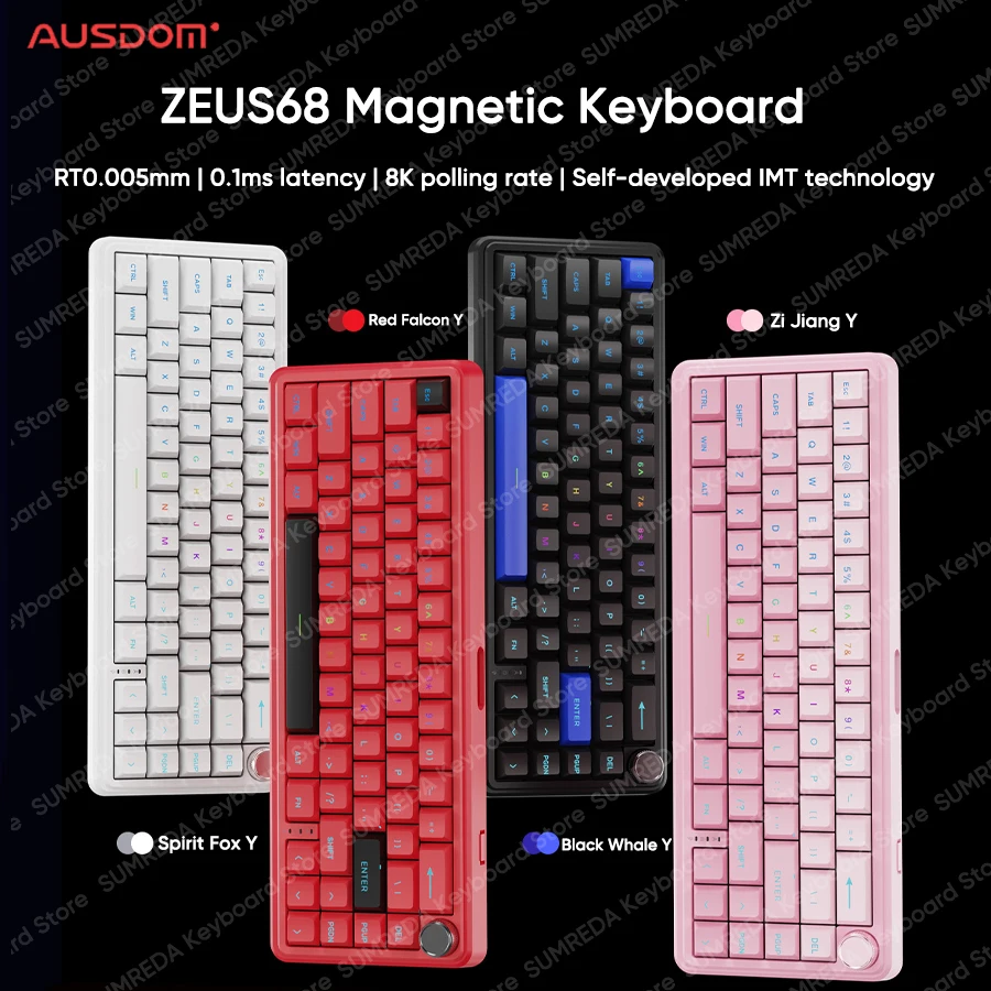 Ausdom Zeus68 Gaming Mechanical Keyboard Kailh Magnetic Switch RT0.005mm 8K 0.1ms Delay Fast Trigger Wired Gaming Keyboard Gifts