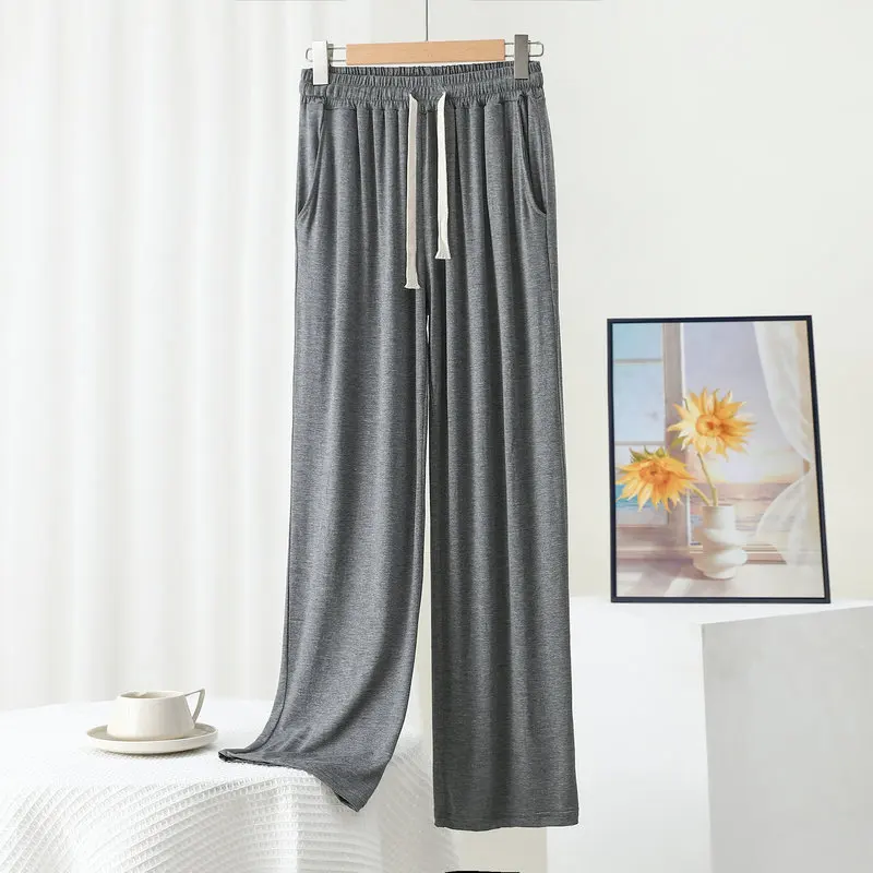 Spring summer Modal Straight Trousers High waist Women Casual Loose Wide Leg pants Thin drape pants homewear All Match