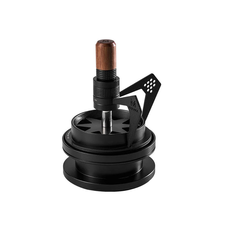 MUVNA Espresso WDT Tool Set Coffee Needle Coffee Distributor with Walnut Handle Magnetic Dosing Ring Stand Barista Accessories