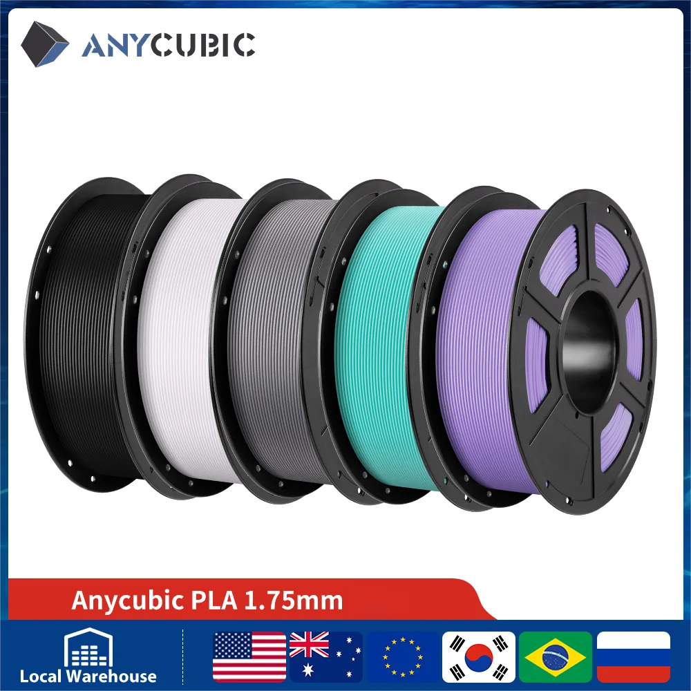 ANYCUBIC 3D-Drucker-Filament, 1,75 mm PLA-Filament, 1 kg/Rolle, 9 Farben, ordentliche Spule, keine Blasen, keine Verstopfung, für 3D-Drucker Mega-S