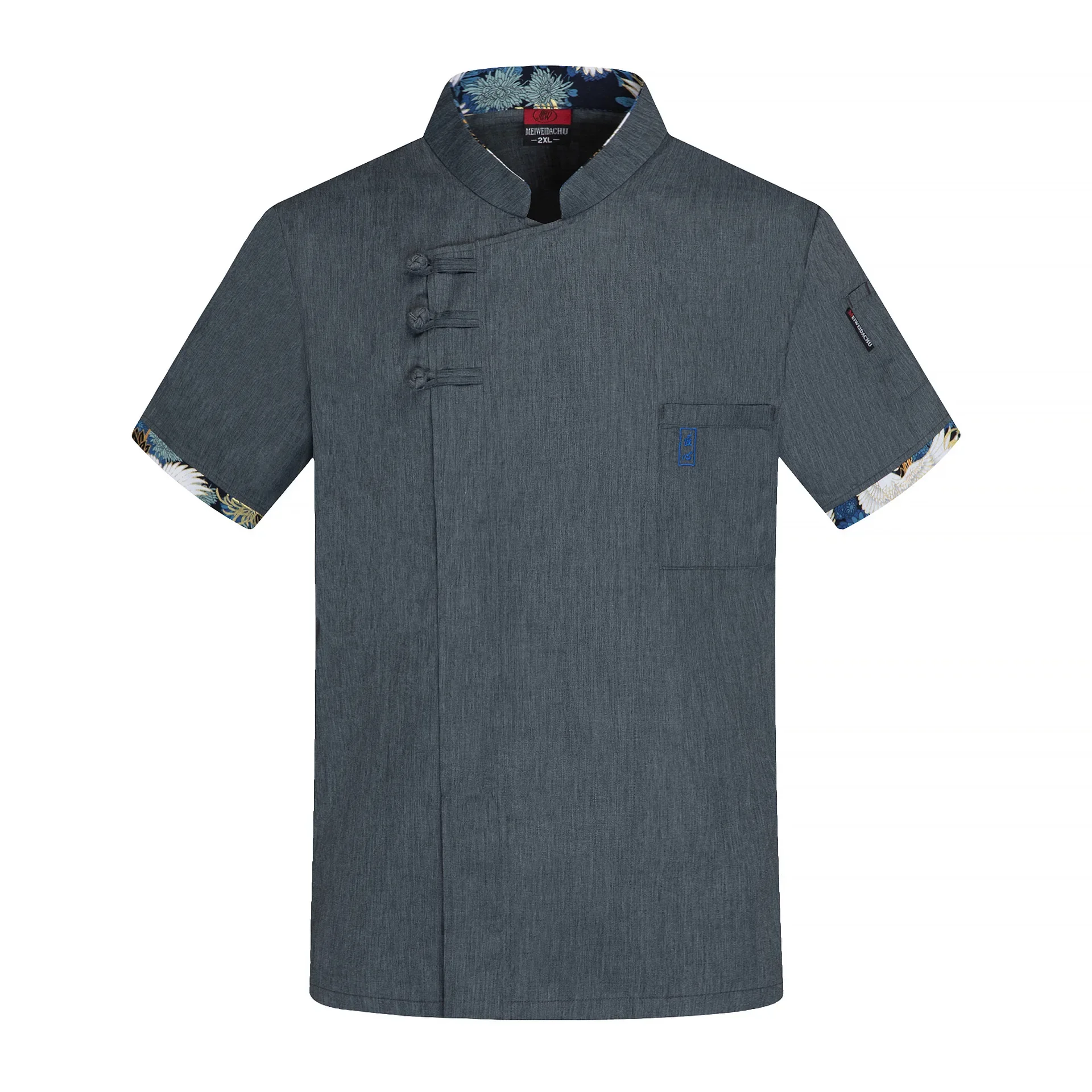 Uniforme de Chef à manches courtes pour hommes et femmes, veste de cuisine en lin extensible, chemise de serveur
