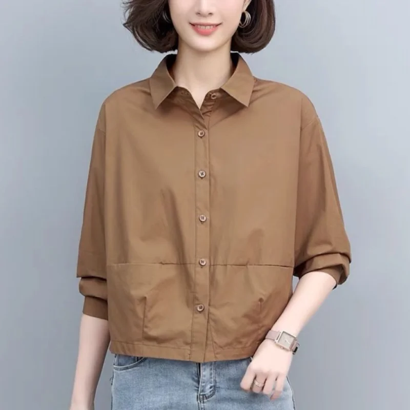 

Simplicity Versatile Commuting Women's Clothing 2023 Autumn and Winter New Splice Button POLO Collar Long Sleeved Casual Jacket