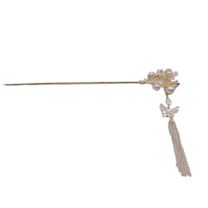 دبابيس شعر عصرية جديدة على شكل زهرة اللؤلؤ على الطراز الصيني للنساء، دبابيس شعر على شكل شرابة على الطراز القديم وإكسسوارات أغطية الرأس