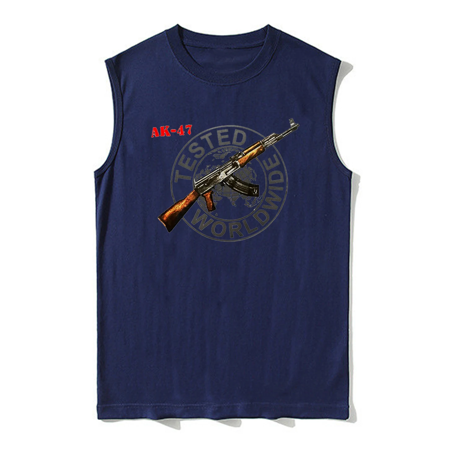 Tested Worldwide Gun - Kalashnikov AK-47 Assault Rifle Tanktop 100% Cotton O-Neck Casual Mens Vest Sleeveless Tee Streetwear