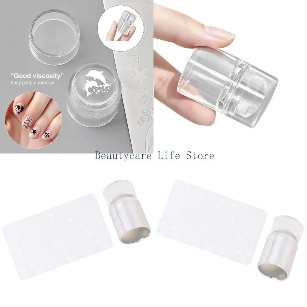 

652C Mini Transparent Silicone Nail Stamp Tool For Precise Pattern Printing Clear Base Design