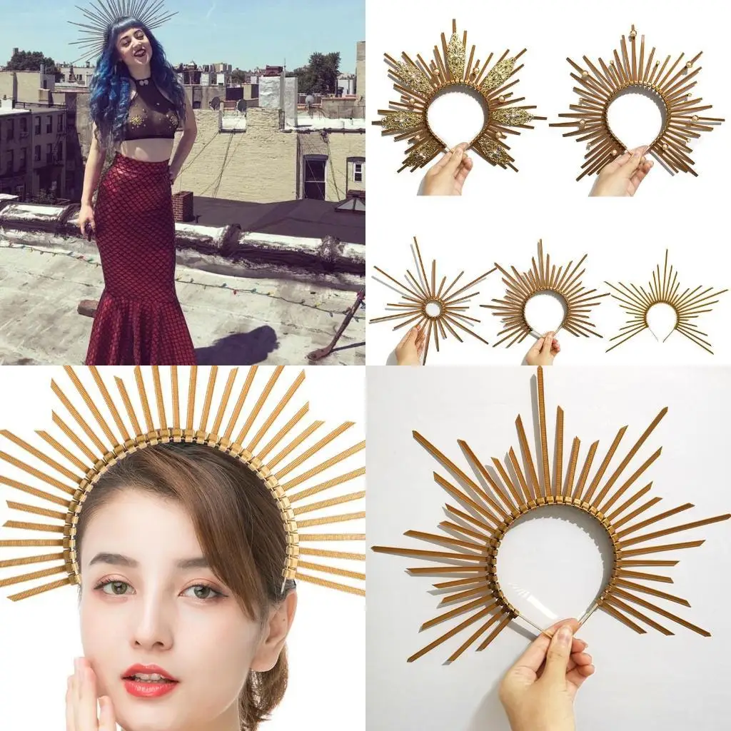 

R1WE Crown Headband Women Crown Cosplay Baroque Crown
