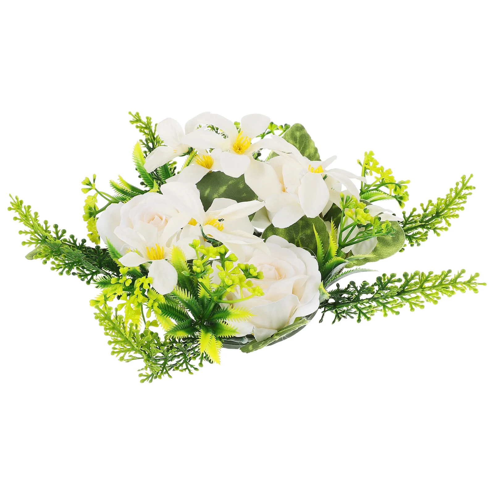 

Rose Ring Artificial Floral Wreath Lightweight Elegant Design Wedding Centerpiece Holder Table Decoration