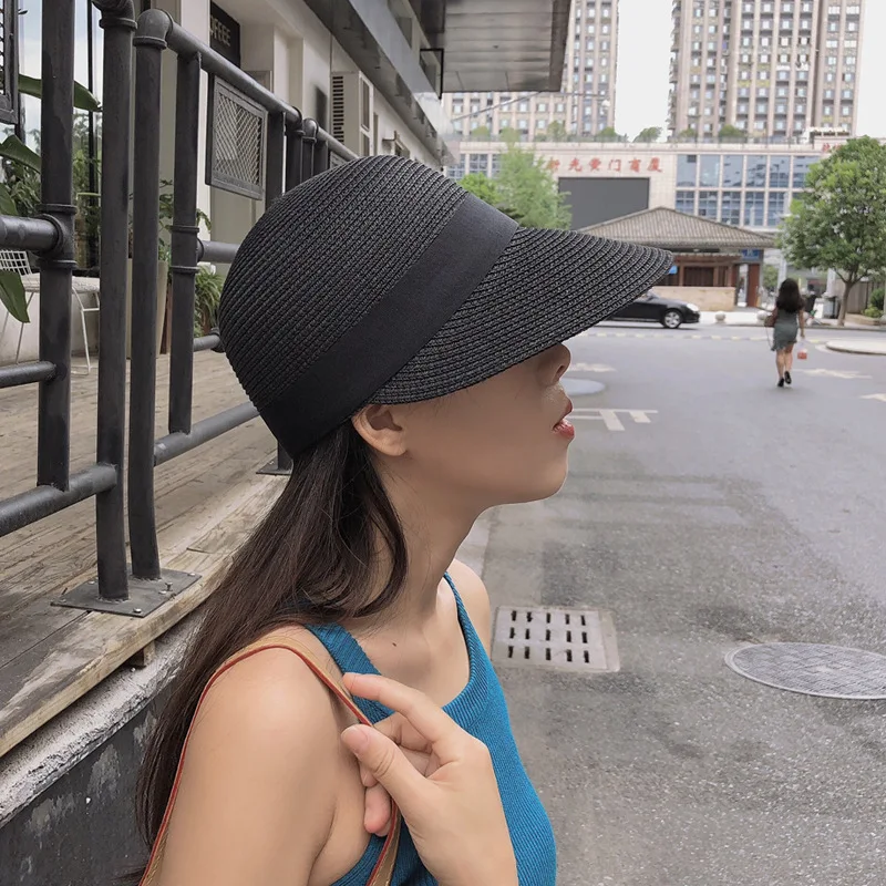 Summer Ladies Straw Equestrian Hat Outdoor Breathable Shading Sunscreen Peaked Cap Fashion Riding Travel Women's Baseball Caps