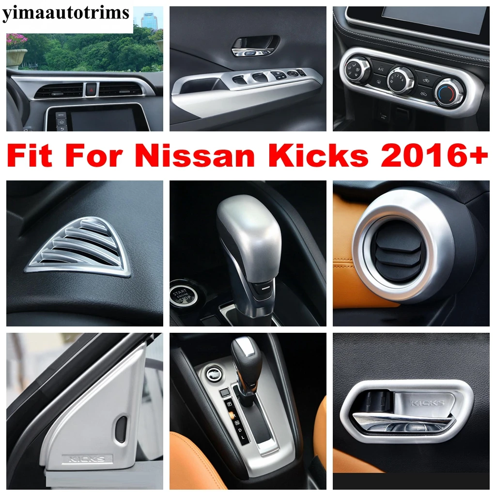 

Window Lift Button / Shift Gear / Air Conditioning AC Vent Outlet Cover Trim ABS Matte Accessories For Nissan Kicks 2016 - 2024