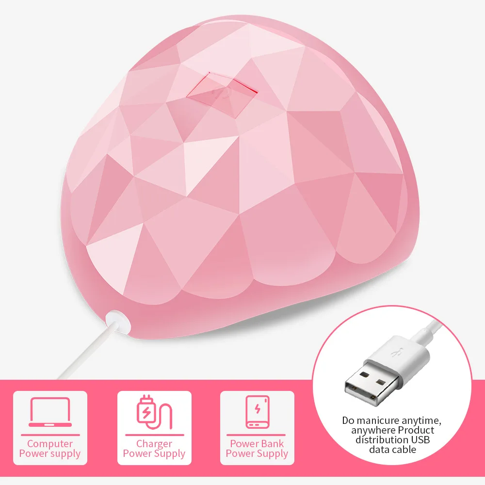 54W UV/LED Lampada per asciugatrice per polimerizzazione USB per polimerizzare la lampada per unghie a LED in gel Macchina per fototerapia per salone domestico Impostazione timer di piccole dimensioni