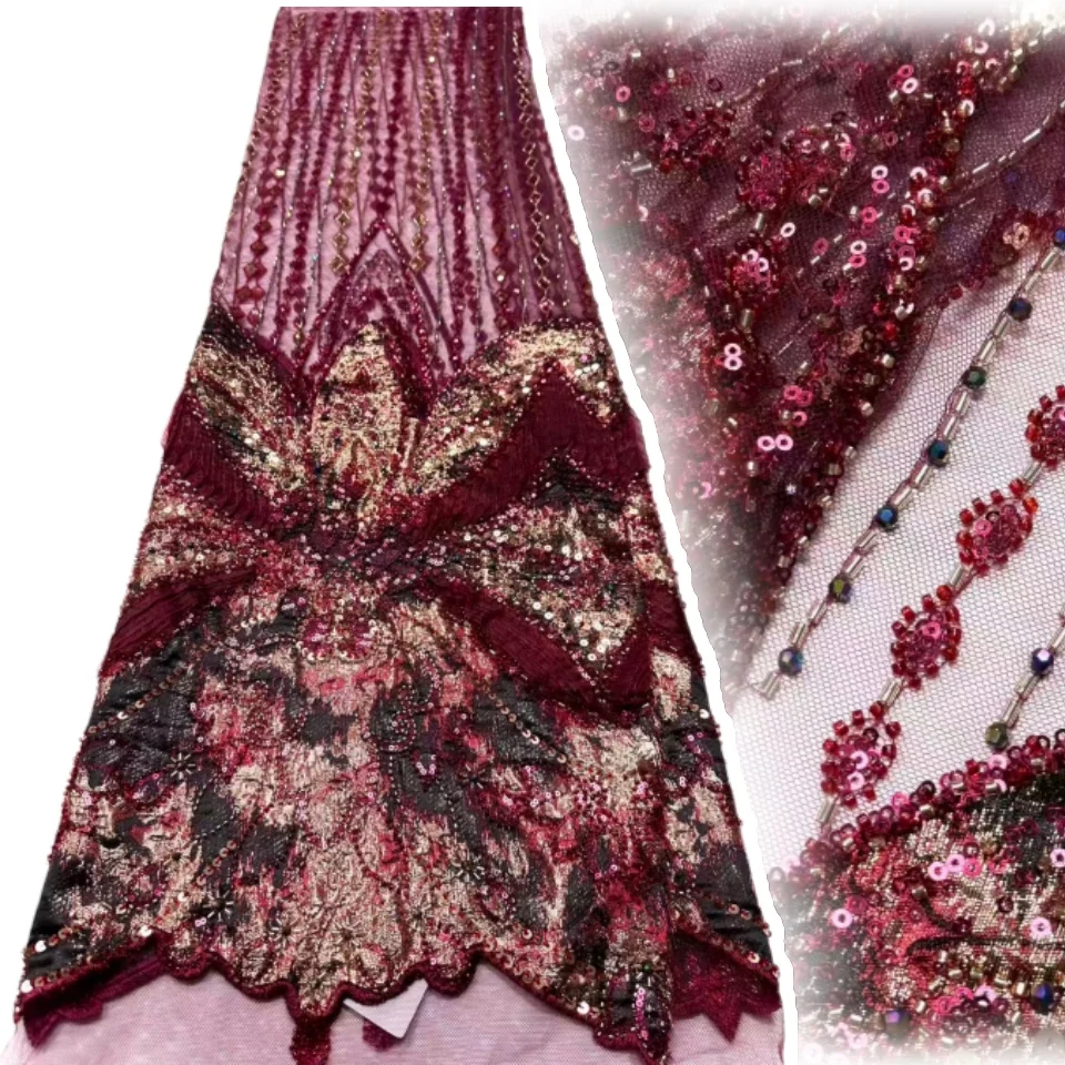 النيجيري المطرزة أقمشة الدانتيل 2026 نمط جديد الأفريقي الفرنسية شبكة مطرزة حجر الراين النسيج لفساتين مواد الخياطة S1943 #1