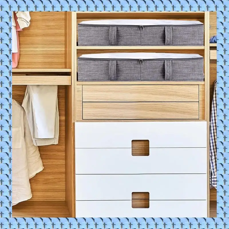 

NOCM 50L Under Bed Storage Box With Lid, Foldable Linen Storage Box With Sturdy Sidewalls/Bottom And Adjustable Dividers PVC