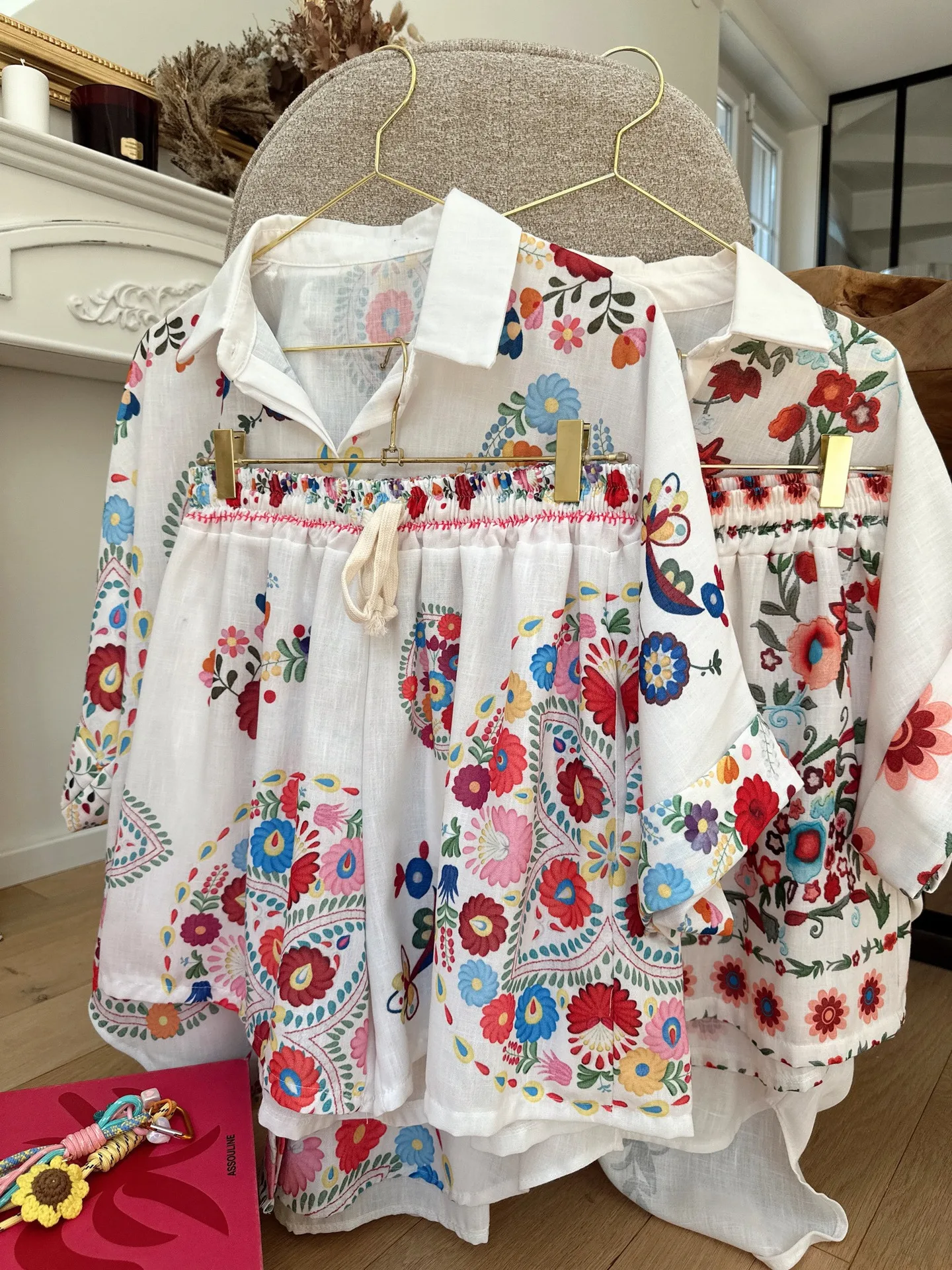 

Bohemian Linen Set - Loose Fit Short Sleeve Shirt + Drawstring Shorts | Breathable Summer Outfit f271