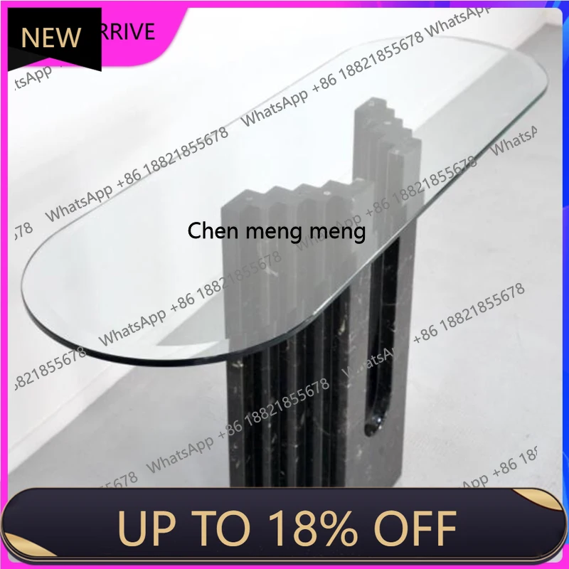 

M78 Modern and simple, marble entrance table against the wall, tempered glass against the wall, narrow side table