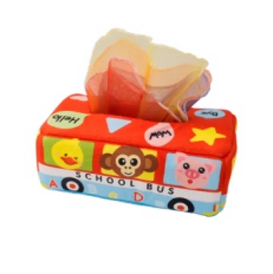 Giocattoli Montessori Scatola per fazzoletti per bambini Carta morbida Esercizio per dita per bambini Attività di apprendimento educativo Giocattolo di peluche sensoriale per giochi per bambini