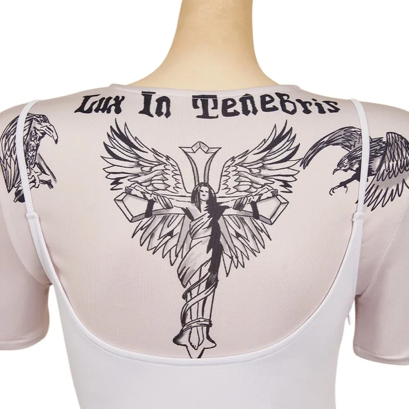 RGD4 Fantasia Ballerina Rooney Cosplay Tattooed Printed Tops Movie John Wick Disfraz Costume Women Halloween Carnival Part DP[7/