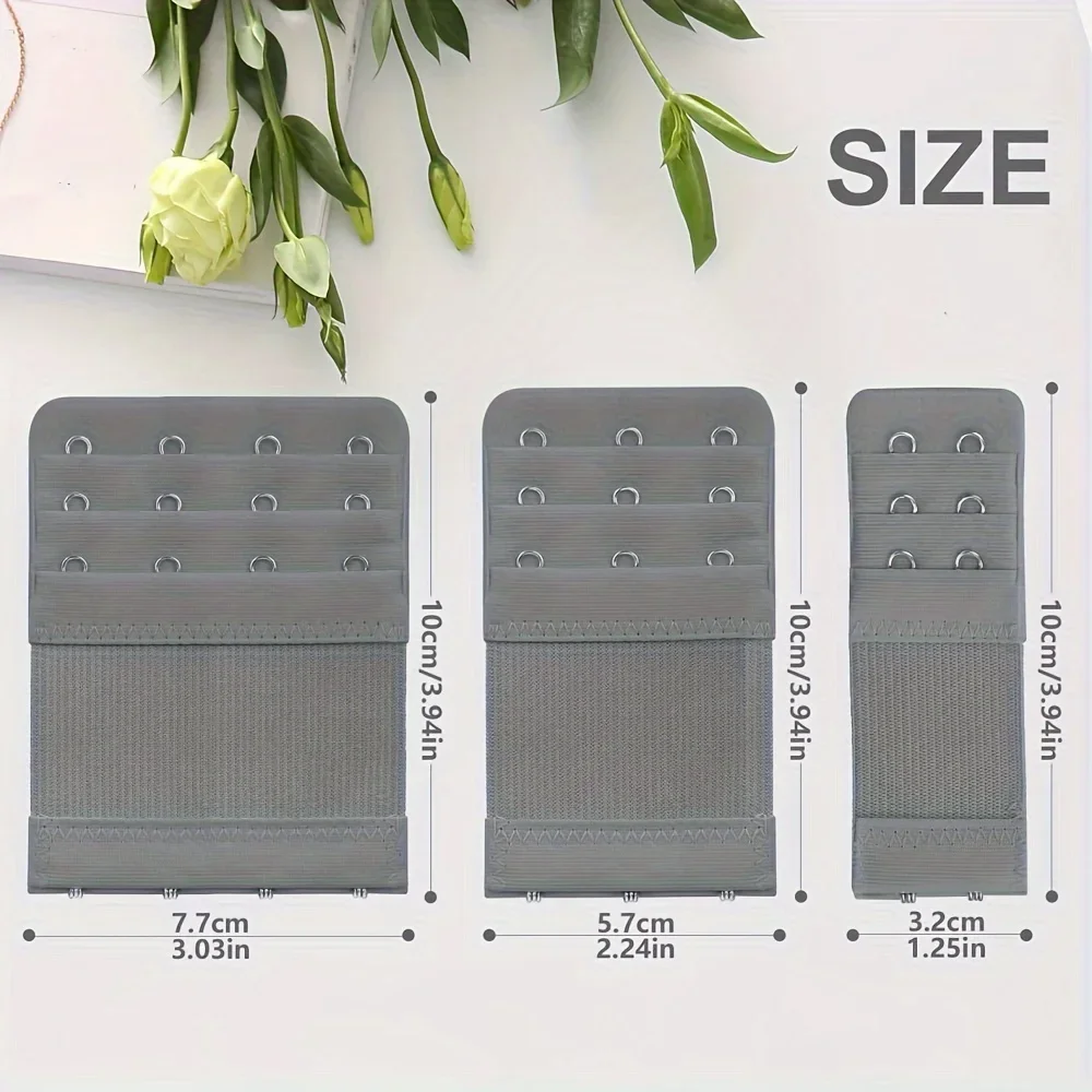 12 pcs tretch Bra Buckle Extension, 2/3/4 Hook Buckle Bra Adjustment Back Buckle Underwear Row Buckle image 2