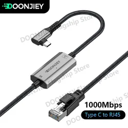 Angle USB C to Ethernet Cable 1000Mbps Type C to RJ45 Gigabit LAN Network Adapter Cable for MacBook Pro/Air iPhone 15 16 Series