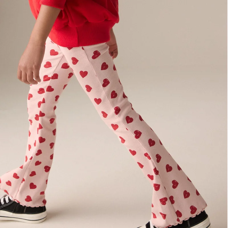 Jumping metros 2-7t corações boot corte meninas leggings calças venda quente moda comprimento total lápis calças outono crianças