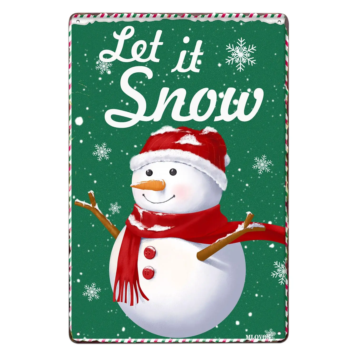 Let It Snow Christmas Tin Sign Vintage Rustic Decor Cave Coffee Shop Bar Bedroom Home Wall Decor Nostalgic Tin Sign 8x12 Inches