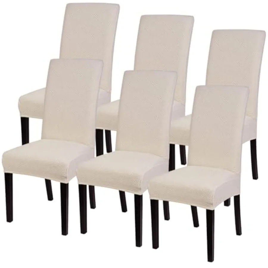 

Jacquard Dining Room Chair Covers Set of 6, Stretch Kitchen Chair Covers Washable Parsons Chair Slipcover Removable Dining Chai