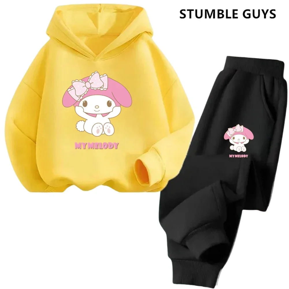 Top per bambini primavera autunno Cartoon stampato Graffiti Cute Wind Sanrio felpa con cappuccio Set My Melody abbigliamento per bambini felpa per