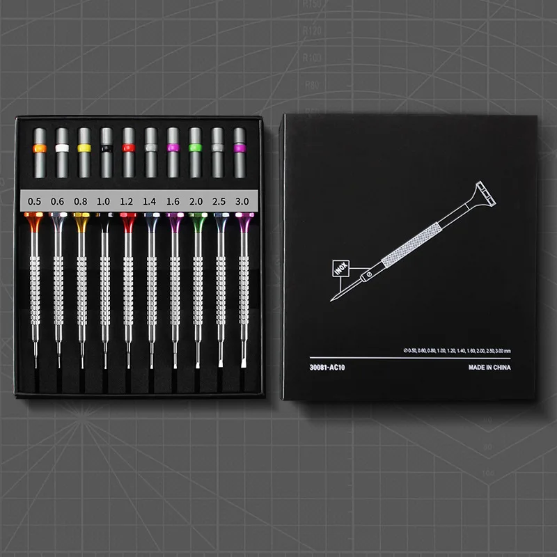 10pcs 0.5-3.0mm Precision Screwdriver Set Watch Repair Tool Kit Screwdrivers for Watches Glasses Mobile Phone Watchmaker Tools
