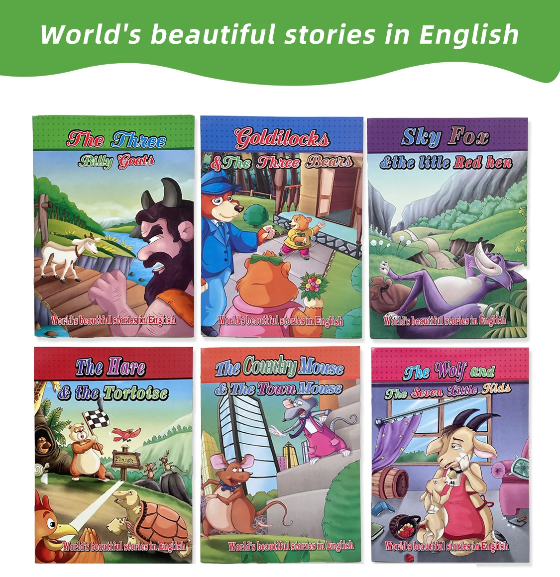 Juego de 6 libros de cuentos en inglés: cuentos para dormir, edades de 2 a 5 años, iluminación, aprendizaje temprano, regalo educativo