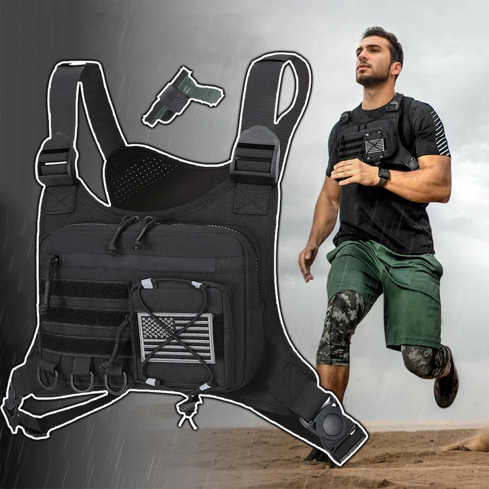 

Tactical Chest Bag Outdoor Sports Chest Bag for Men EDC Travel Chest Pack Chest Vest Holster for Most Pistols for Running Hiking