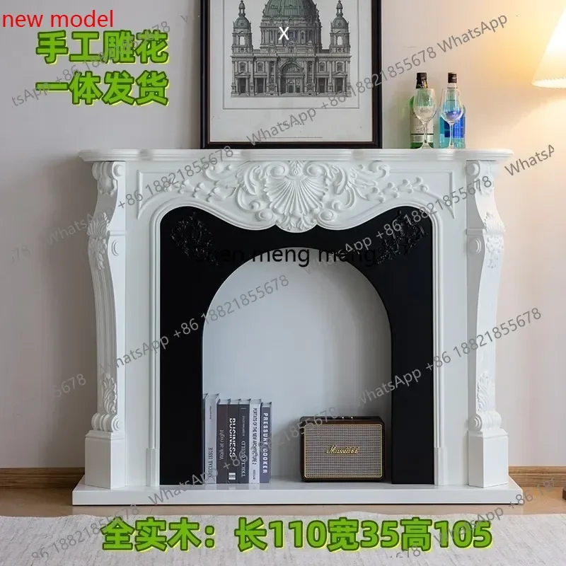 N138  Decorative cabinet retro solid wood fireplace cabinet sculpture fireplace simulation fire, integrated