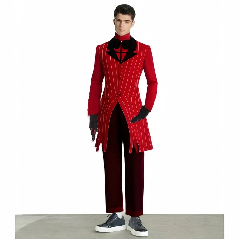 ALASTOR Cosplay Hazbin Anime Cosplay Costume Wig Ears Hotel Shoes Accessories Halloween Party Uniform Men Women Jacket Red Suit