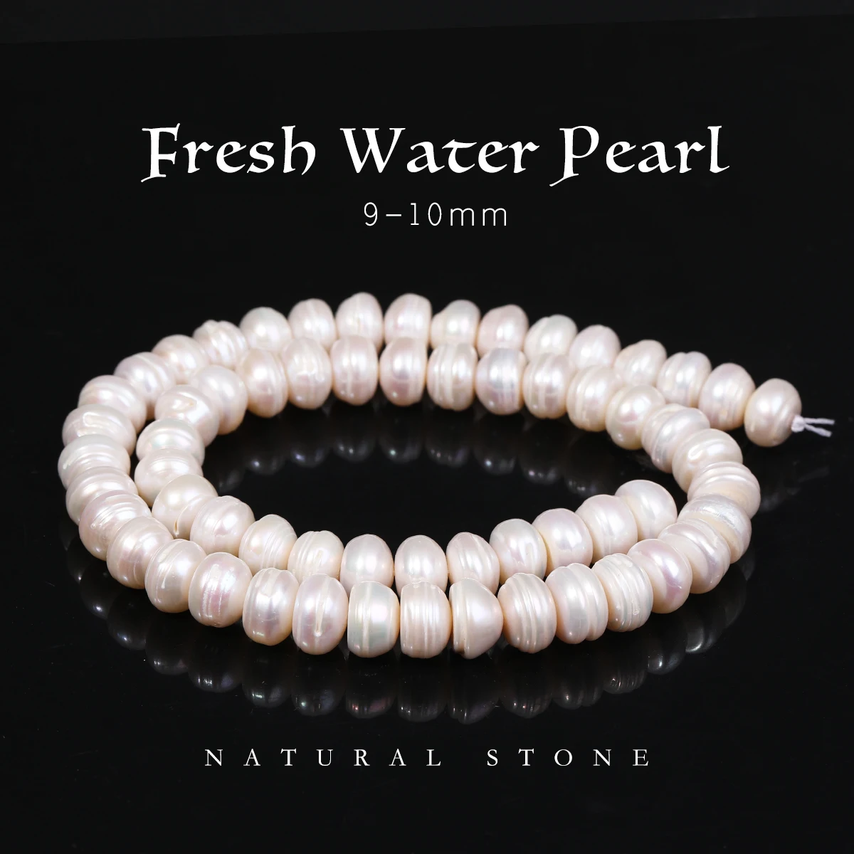 Natural Freshwater Pearls 9-10mm Flat Pearl Thread Stringing Drilled Loose Bead Jewelry Making DIY Necklace Bracelet Accessories