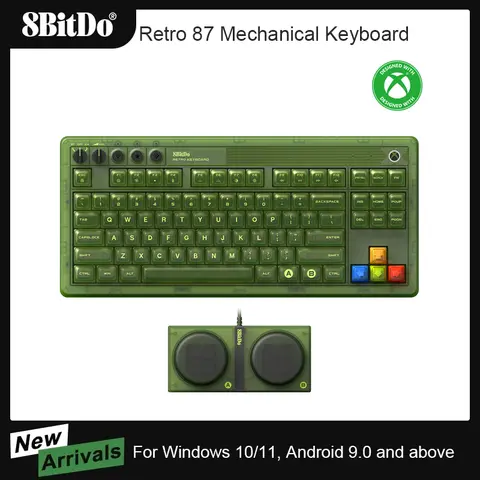 8BitDo 레트로 87 기계식 키보드, RGB 백라이트, 블루투스, 2.4G, USB-C 핫 스왑 가능 게임용 키보드, 윈도우 안드로이드용