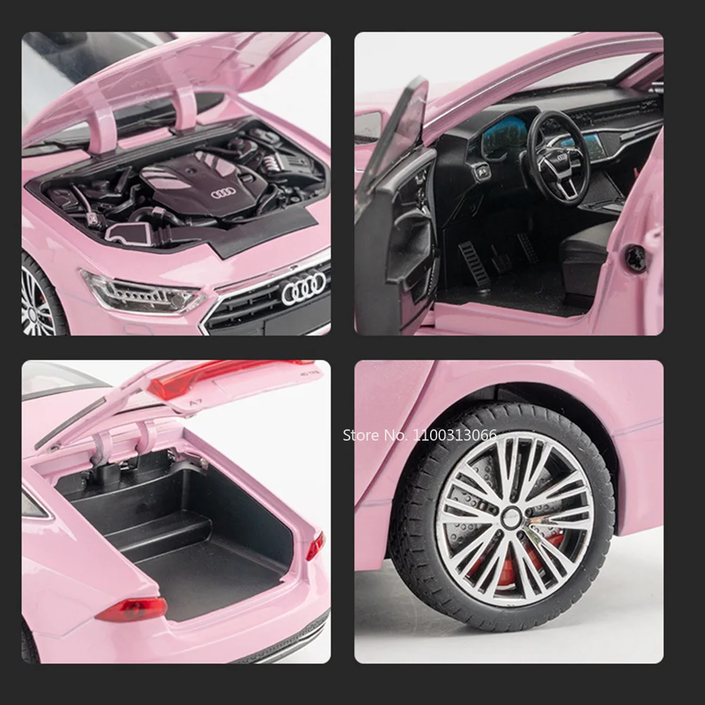 1:24 escala liga a7 a8 carros modelo brinquedos roda puxar para trás modelos de carro com som leve coleções de veículos brinquedo para presentes do namorado