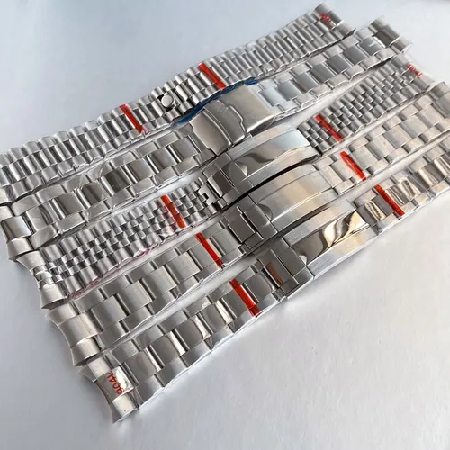 Imagen 2 del producto Correa de reloj Jubileo de acero inoxidable de 20mm de ancho plateada para buceo SUB 40mm NH35 NH34 GMT relojes para hombres cierre de bloqueo deslizante