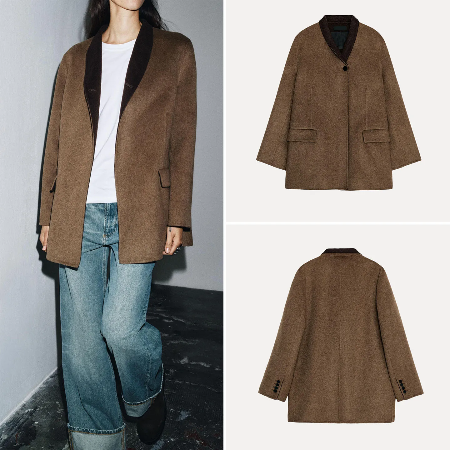 Z femmes décontracté Faion ample mixte laine costume Jaet 2025 nouveau Sle Long Sve bouton fermeture mi-longue manteau