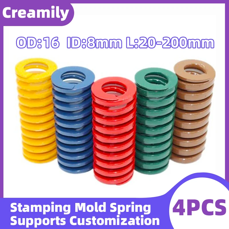 

Creamily 4PCS Durable Spiral Stamping Compression Mould Die Springs Outer Diameter 16mm Inner Diameter 8mm Length 20-200mm